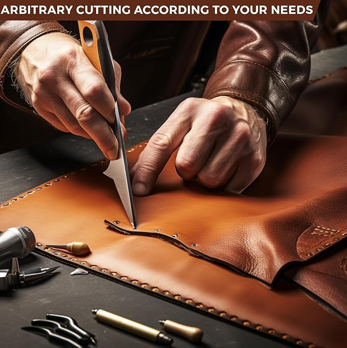 Tooling Leather Full Grain Sheets Genuine Cowhide Leather 1.8mm-2.0mm Thick Square Piece for Sewing Hobby, Crafting Leather Work Cognac 4"x10"