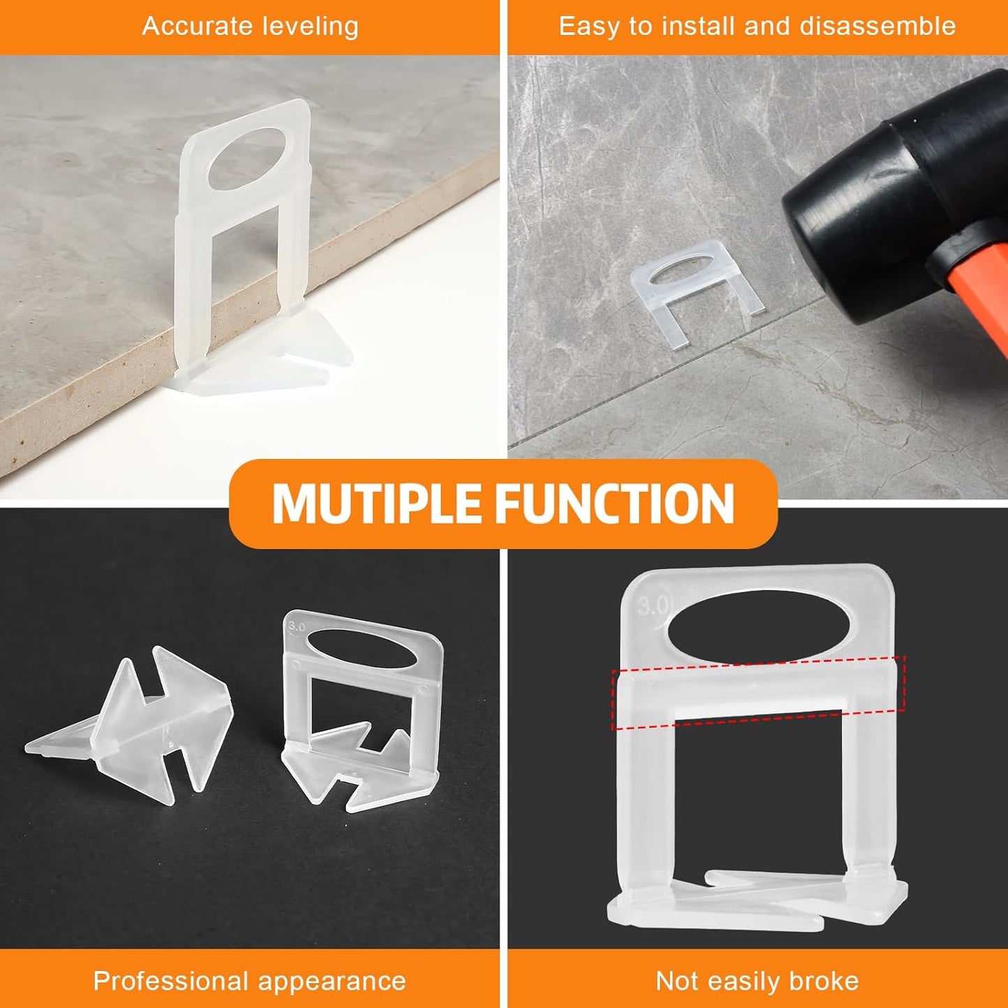 DGSL Tile Leveling System, 2000-Piece 1/16" Tile Spacers Clips Tile Tools, Tile Installation Tools for Professional Ceramic Tile and Stone Installation