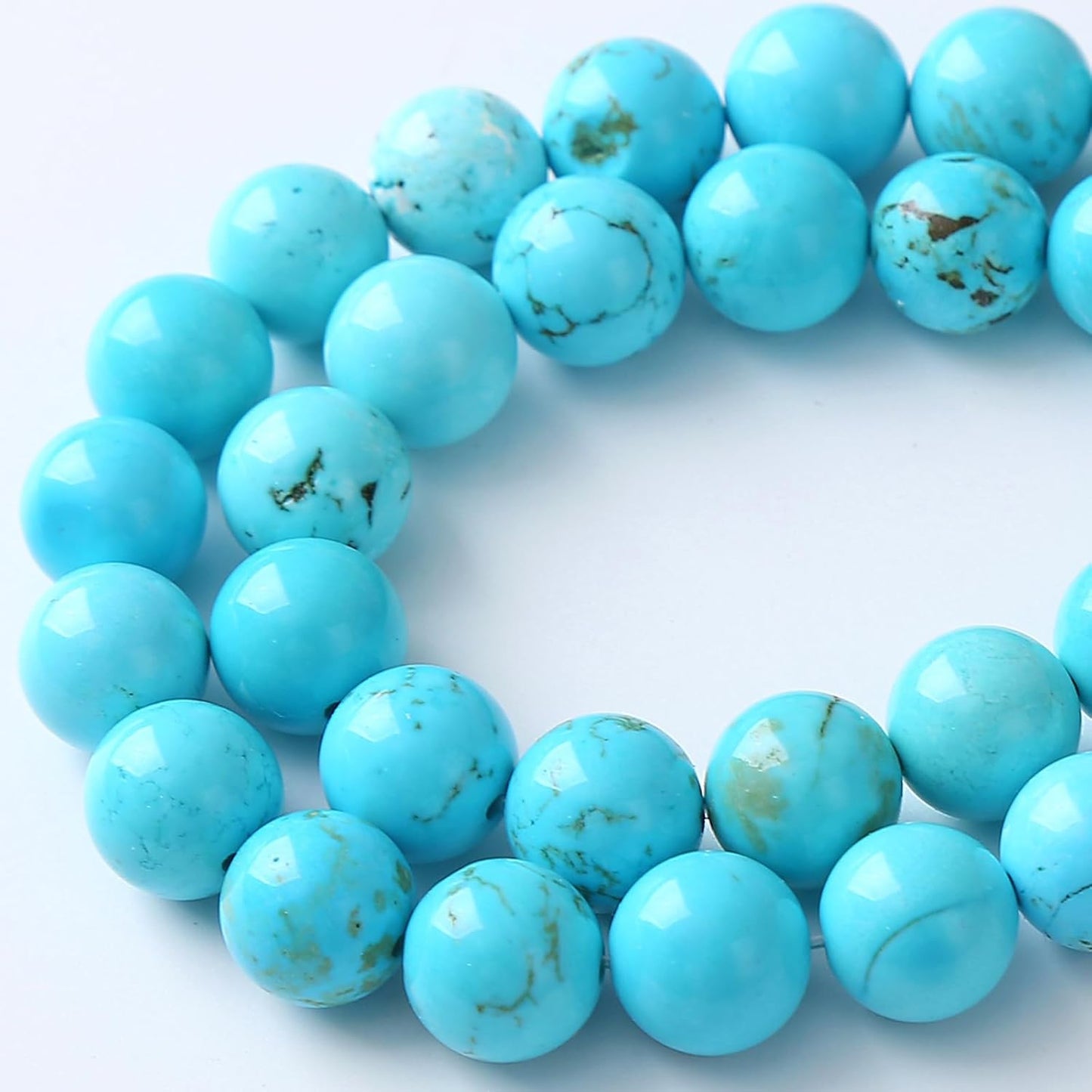 12MM Natural Turquoise Gemstone Beads Blue Stone Round Loose Beads for Jewelry Making Bracelet 32pcs 1 Strands 15"