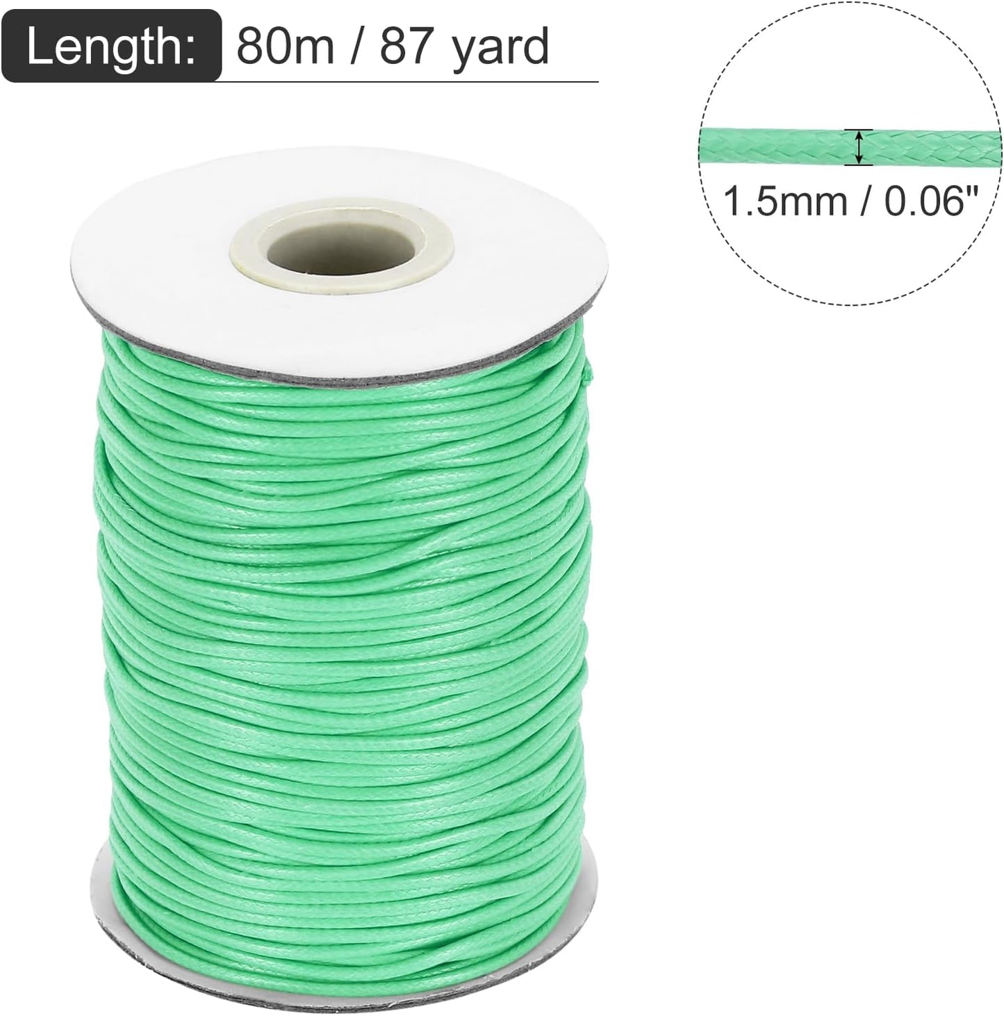 MECCANIXITY Waxed Cord 1.5mm Waxed Thread 87 Yard Wax String Leather Cord for Bracelet Making, Necklaces, Beading, Jewelry Making and DIY Crafts(Lake Blue)