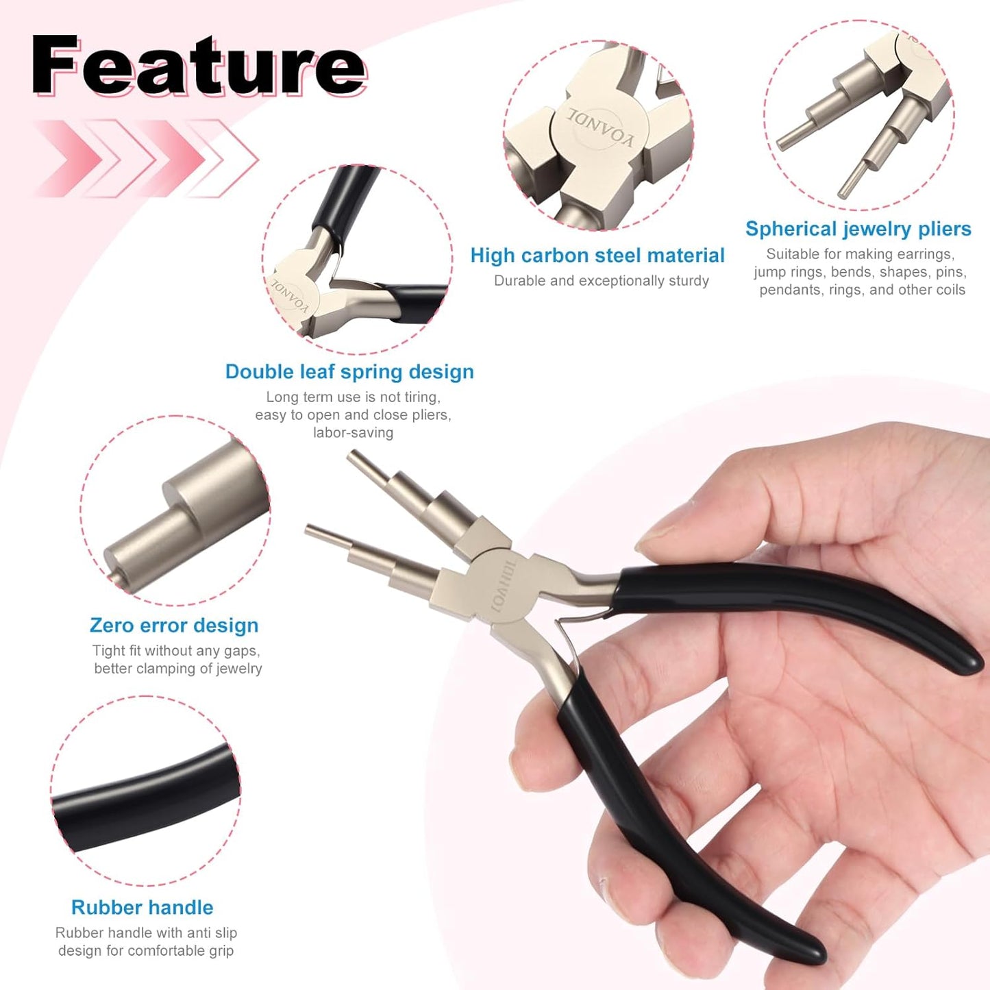 Jewelry Making Tool - High-Carbon Steel Bail Making Pliers with 2-9mm Adjustable Looper, Professional Wire Looping Tool for Earrings, Rings & Crafting (Multi-Functional Design) Jewelry Pliers