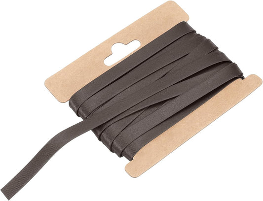 MECCANIXITY Double Fold Bias Tape for Sewing 1/3 Inch x 6 Yards Satin Pre-fold Continuous Binding Tape for Seaming Quilting Hemming Binding DIY Crafts, Dark Brown