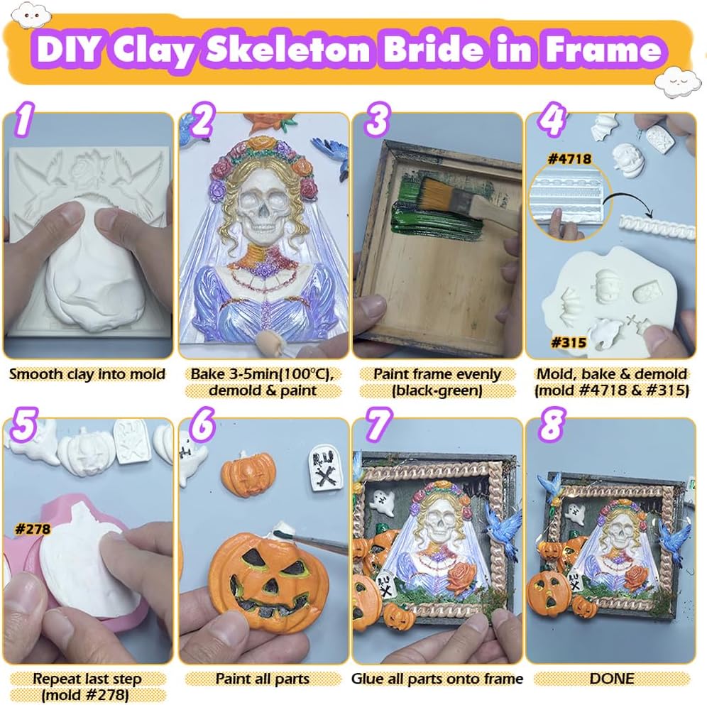Skeleton Bride and Groom Clay Molds for Crafts