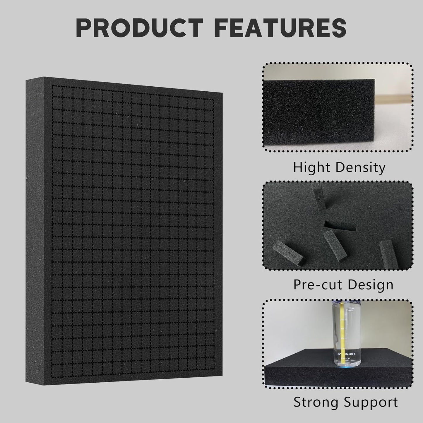 Pick and Pluck Foam Sheets, 2Pcs 16 x 12 x 2 Inch Pick Apart Foam Insert for Camera Storage, Crafts, Tool Box, Storage Drawer