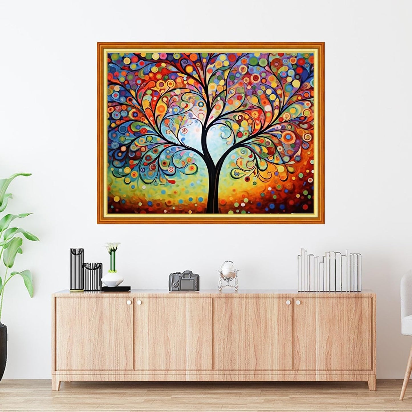 Foxdiviy Magic Night Light Tree 16x20 inch 11CT Embroidery Patterns Art Crafts DIY Needlepoint Kits for Beginners Adults All Ages Modern Multicolor Nature, Abstract