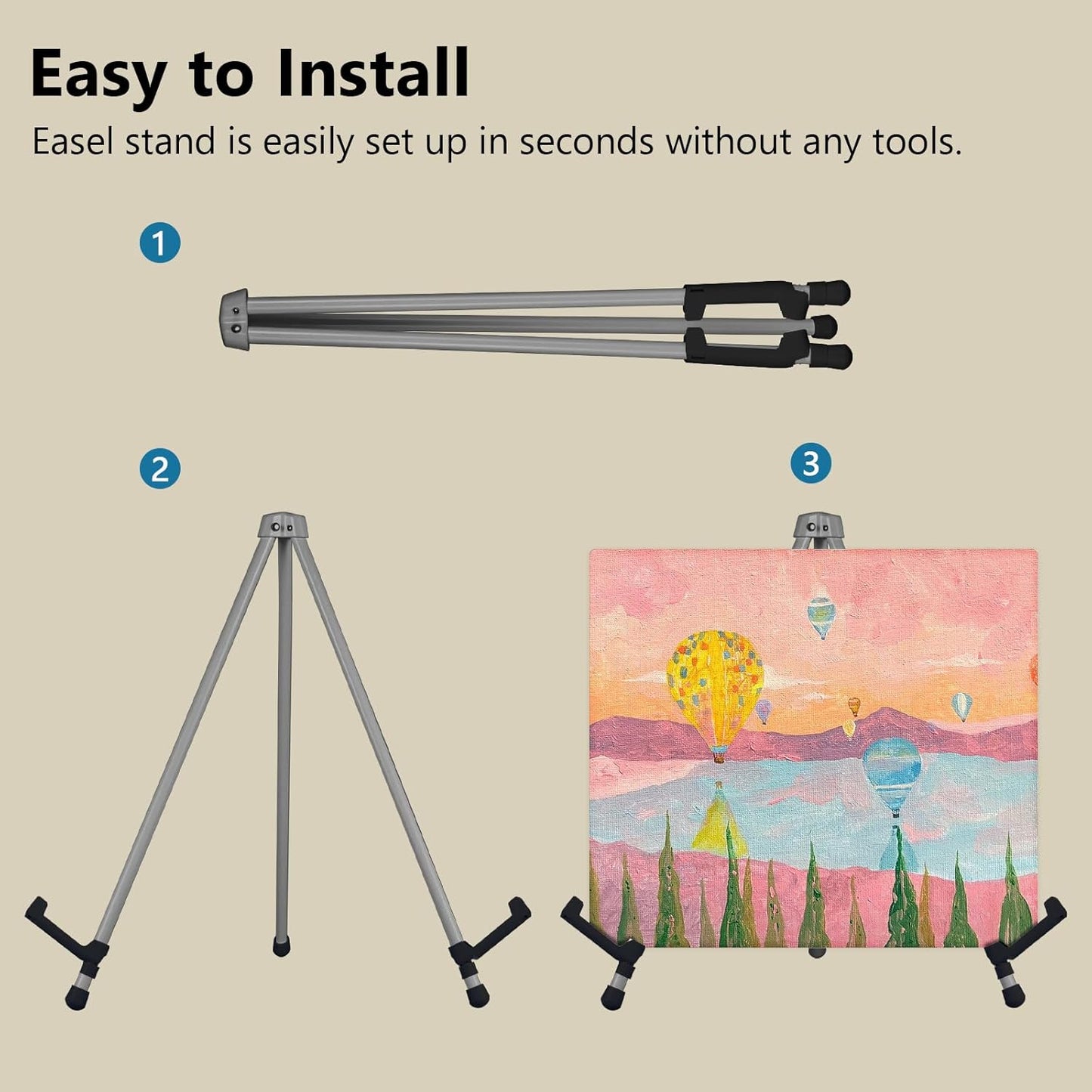 14" High Tabletop Instant Display Easel, Small Desktop Steel Easel Stand with Adjustable Holders for Paintings, Posters and Store Signs(Silver, 2Pack)