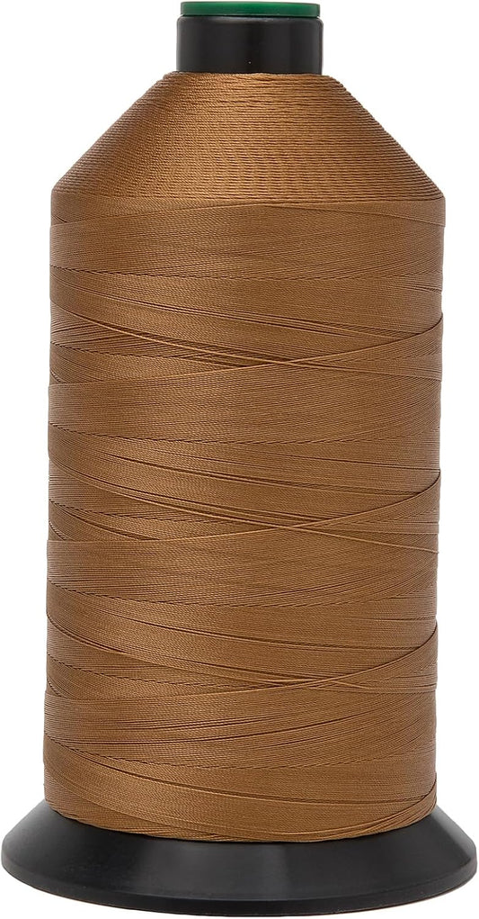 Extra Strong Bonded Nylon Thread #69 Tex70 – 16 OZ, 6000yds, Versatile Stitching Solution for Leather, Upholstery, Canvas Repair and More (Caramel)