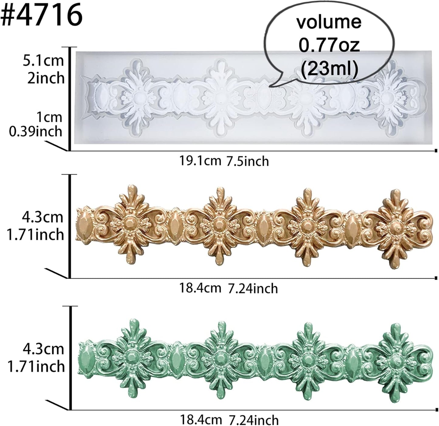 Border Mold for Polyclay Air Dry Clay Plaster
