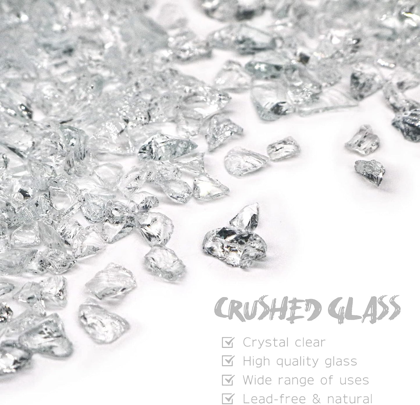 Crushed Glass for Resin Art, Broken Glass Pieces for Crafts Vase Filler Home Decorations,Crushed Glass for Crafts,3-6mm,1.5 Pound (Crystal/Transparent)