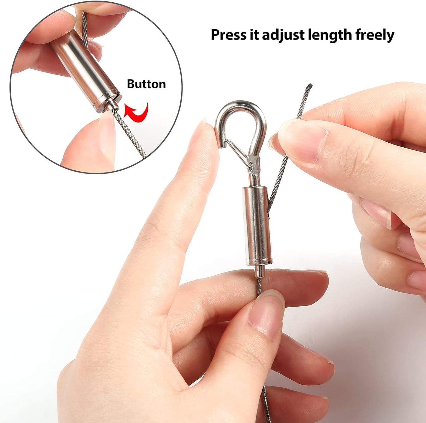 2Pcs Adjustable Picture Hanging Wire Kit,Heavy Duty Stainless Steel Rope 2m x 1.5mm for Hanging Mirrors,Frame,Lamps,Billboards,Basket Flowerpot,Holds Up to 66lbs(30kg)