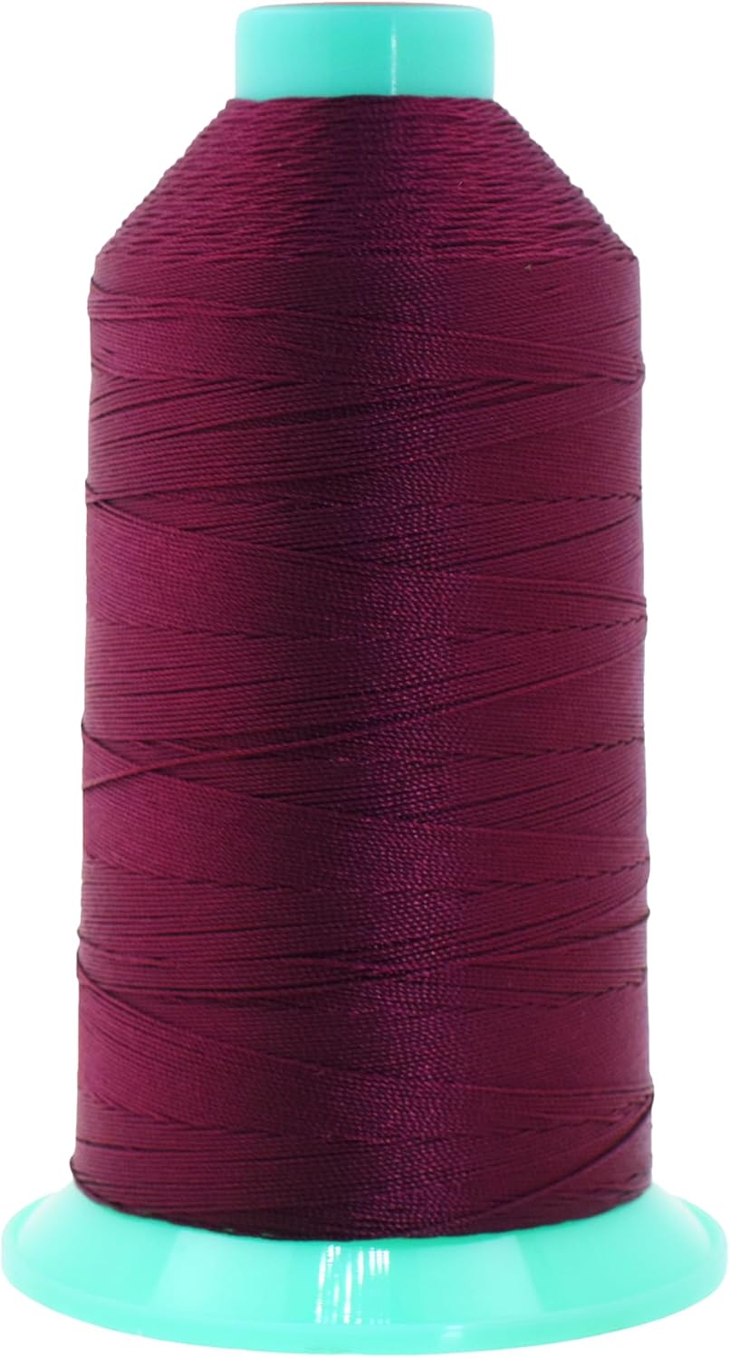 Mandala Crafts Bonded Nylon Thread Burgundy Heavy Duty Sewing Threads - 1250 YDs Size 138 420D T135 Tex 135 Thread for Leather Jeans Weaving Outdoor Marine Upholstery Threads