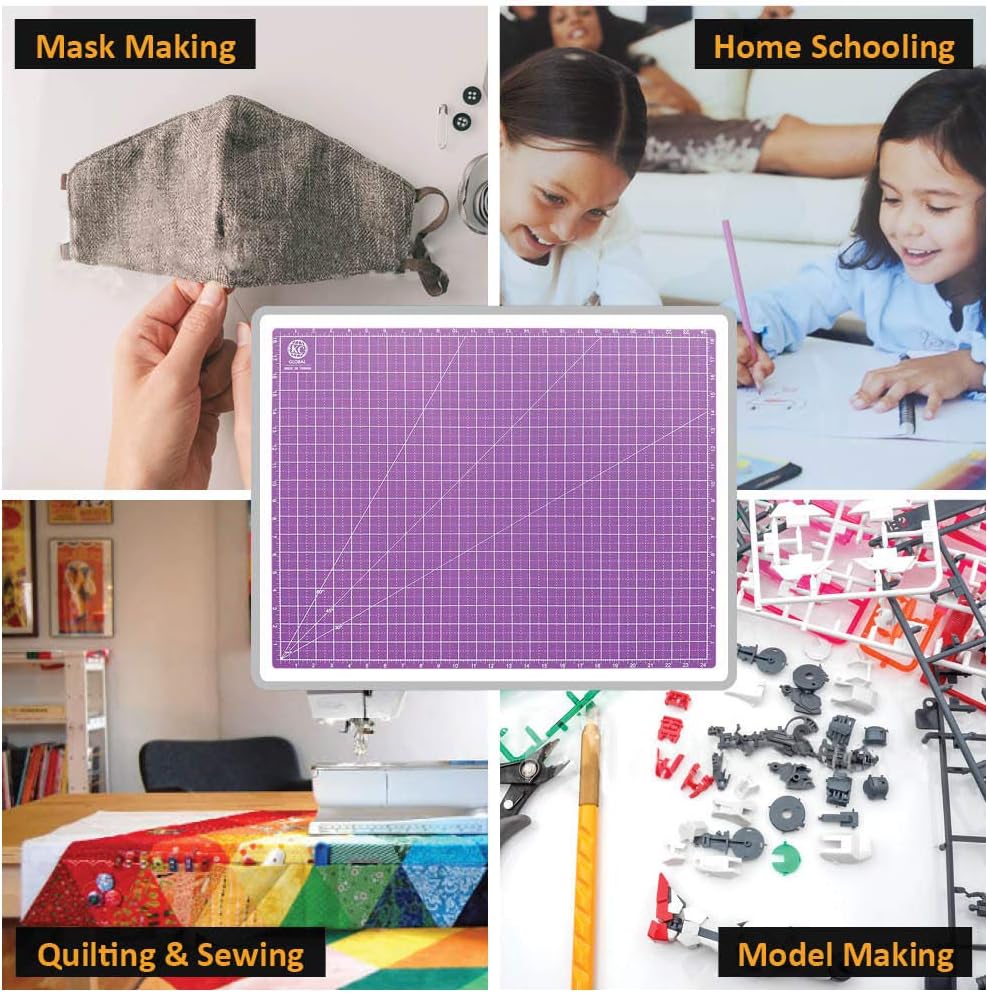 KC GLOBAL A2 (25"x19") Professional Grade Self-Healing Cutting Mat (Purple) - Odor-Free, Double-Sided, eco-Friendly, Durable. Premium Desk mat for Crafting, Sewing, Quilting and Art Projects