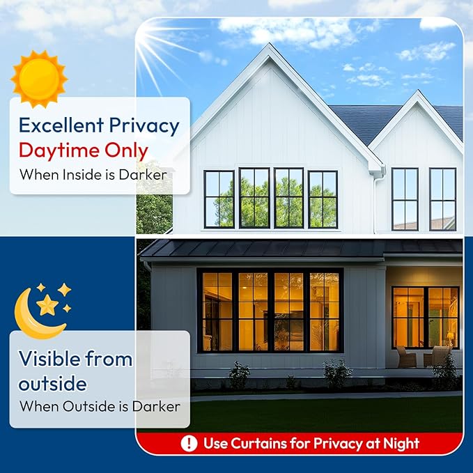 rabbitgoo One Way Window Privacy Film Tint with 3 Tools for Home, Sun Heat UV Blocking Control Reflective Adhesive Mirror Tint See Out Not in Office Door Covering, Silver, 35.4 x 157.5 inches