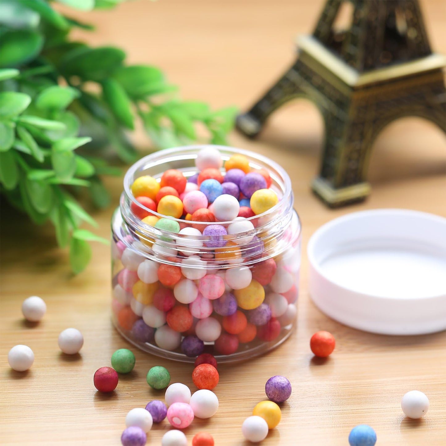 SATINIOR 12 Pack 6 oz Plastic Container Jars with Lids Round Clear Travel Cosmetic Container Jars for Toiletries, Lotion, Cream, Ointments, Makeup, Rhinestone, Samples, Kitchen Storage(White)