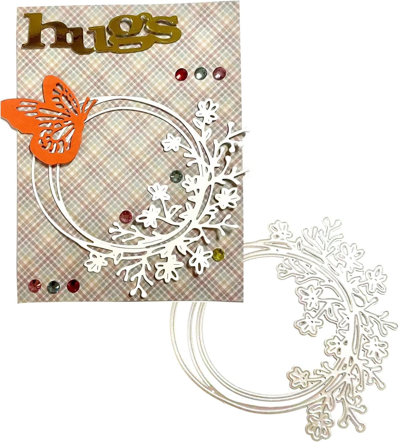 Mvchifay Cutting Dies Happy Birthday Metal Stencils Scrapbooking Tool DIY Emboss Paper Card Making (Wreath-11.2x11cm)
