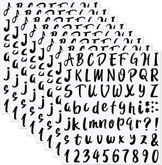 Outus 576 Pieces 8 Sheets Letters Stickers Self Adhesive Vinyl Letter Alphabet Number Stickers Mailbox Numbers Sticker, Decals for Classroom Decor, Sign, Door(Black,1.5 Inch)