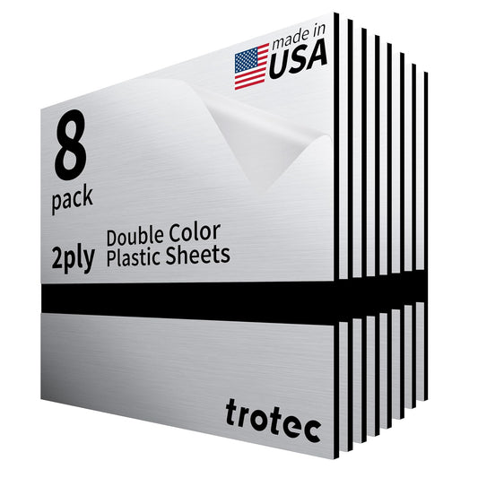 Trotec | Metallic Looking Acrylic Sheet | 12"x12"x1/8", 8 Pcs | Brushed Aluminum/Black | Metallic Finish - Scratch Resistant for Laser Engraving & Cutting,Printing,Glowforge,Name Plate | USA Made