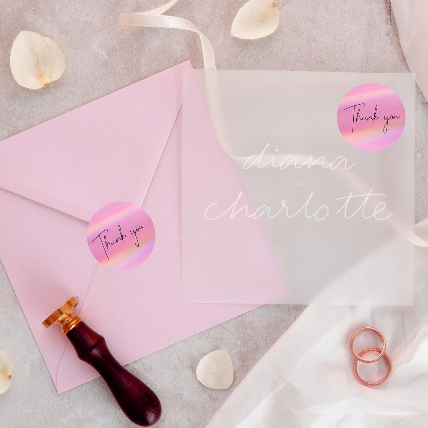 Holographic Thermal Labels Stickers 1.5 inch, Glitter Round Direct Thermal Stickers Label, Perforation Line Design- 350 Sheets/Pink