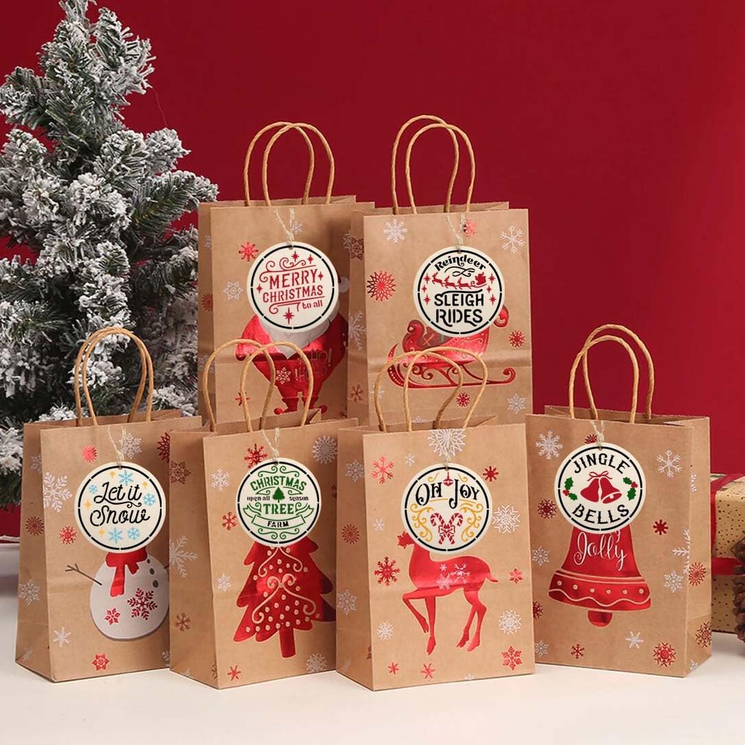 Small Christmas Stencils for Painting on Wood 4inch,Christmas Stencil Xmas Holiday Stencils for Crafts Decor