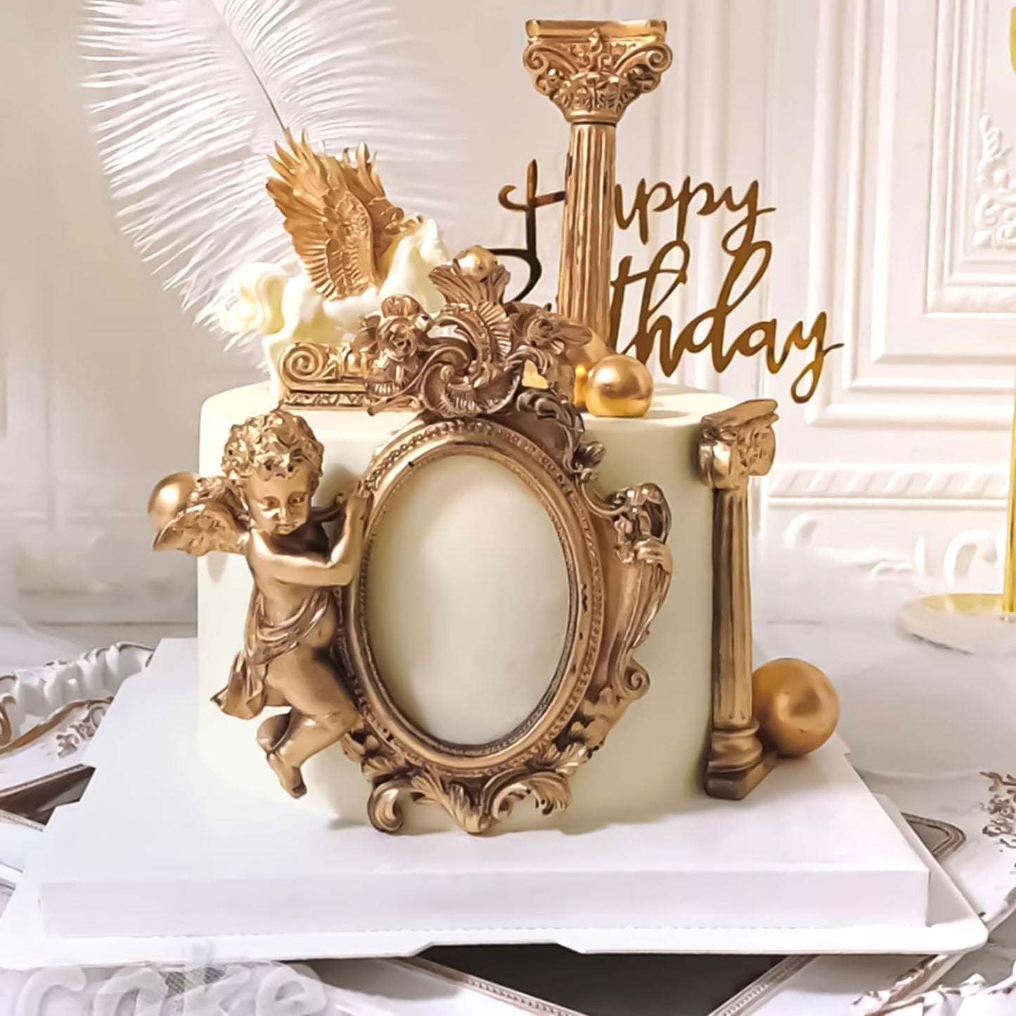 Growtail Vintage Frame Fondant Silicone Molds - Baroque & Rose Flower Designs for Chocolate Cake Decoration & Cupcake Toppers