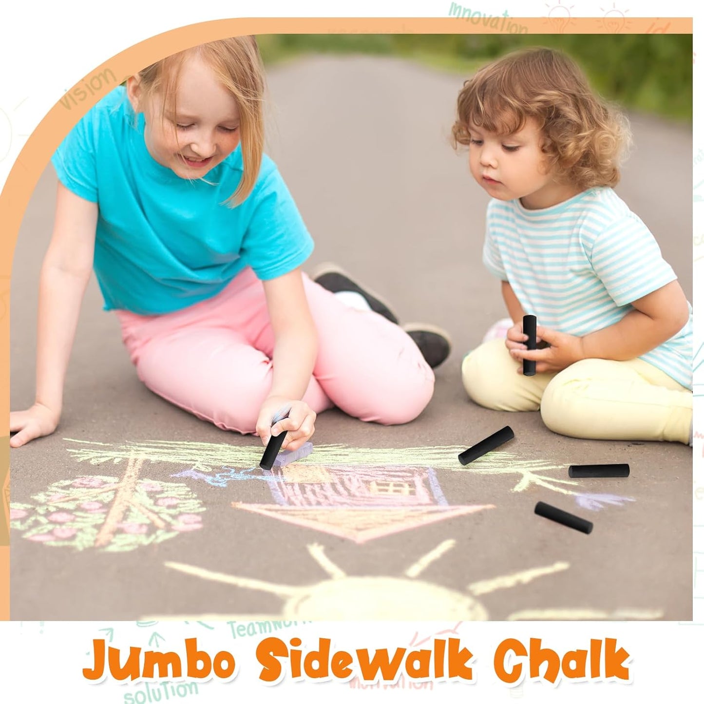 25 Pcs Sidewalk Chalks for Kids Non Toxic Jumbo Chalk for Party Gift Outdoor Art Classroom Play Painting (Black)