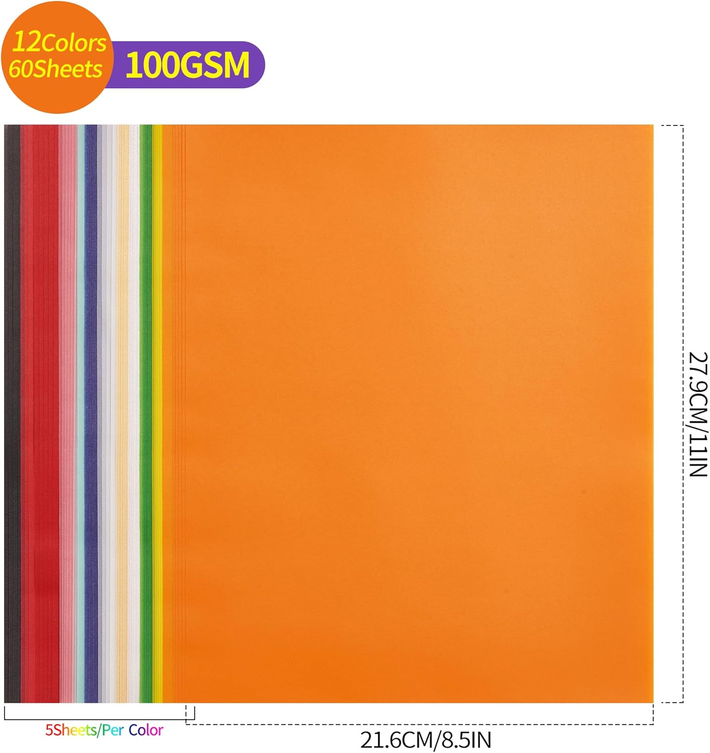 60 Sheets Colorful Vellum Paper Translucent Tracing Paper - 12 Colors 8.5 x 11in 100GSM Printable Art Paper for DIY Invitations Greeting Cards Birthday Party Decor Gift Wrapping PAP02MX