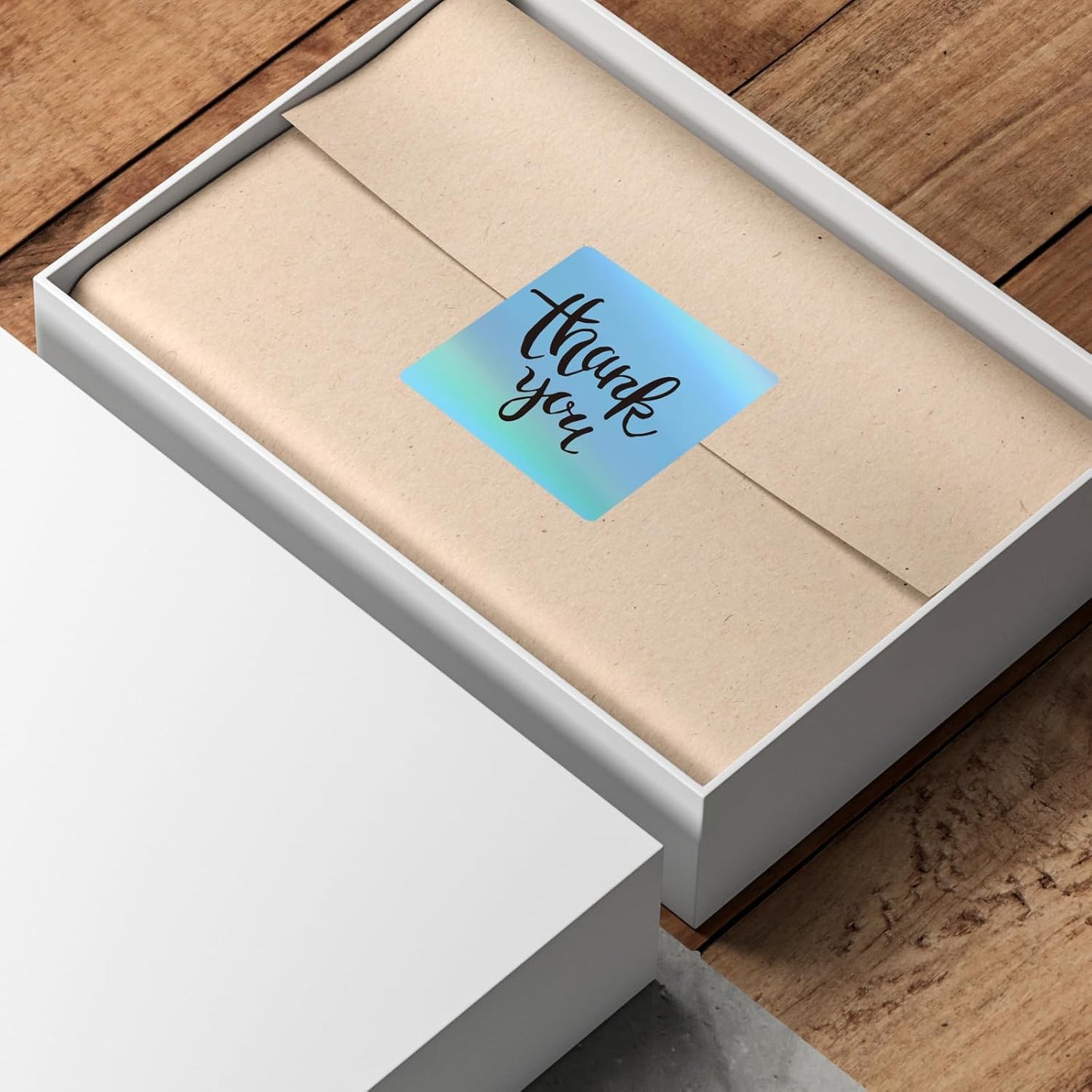 2" x 2" Square Thermal Labels Stickers, Holographic Thermal Stickers Labels, Waterproof Glitter Direct Thermals Label for Small Business, DIY Design- Holographic Blue