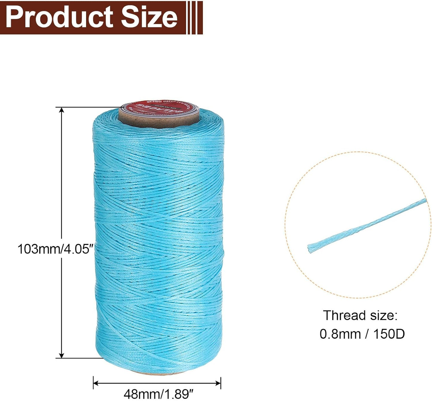 uxcell Flat Leather Sewing Waxed Thread, 270m / 295 Yards Polyester Wax String, 150D Wax Stitching Cord for Leather Crafts, Bookbinding, Bracelets Braided, Lake Blue