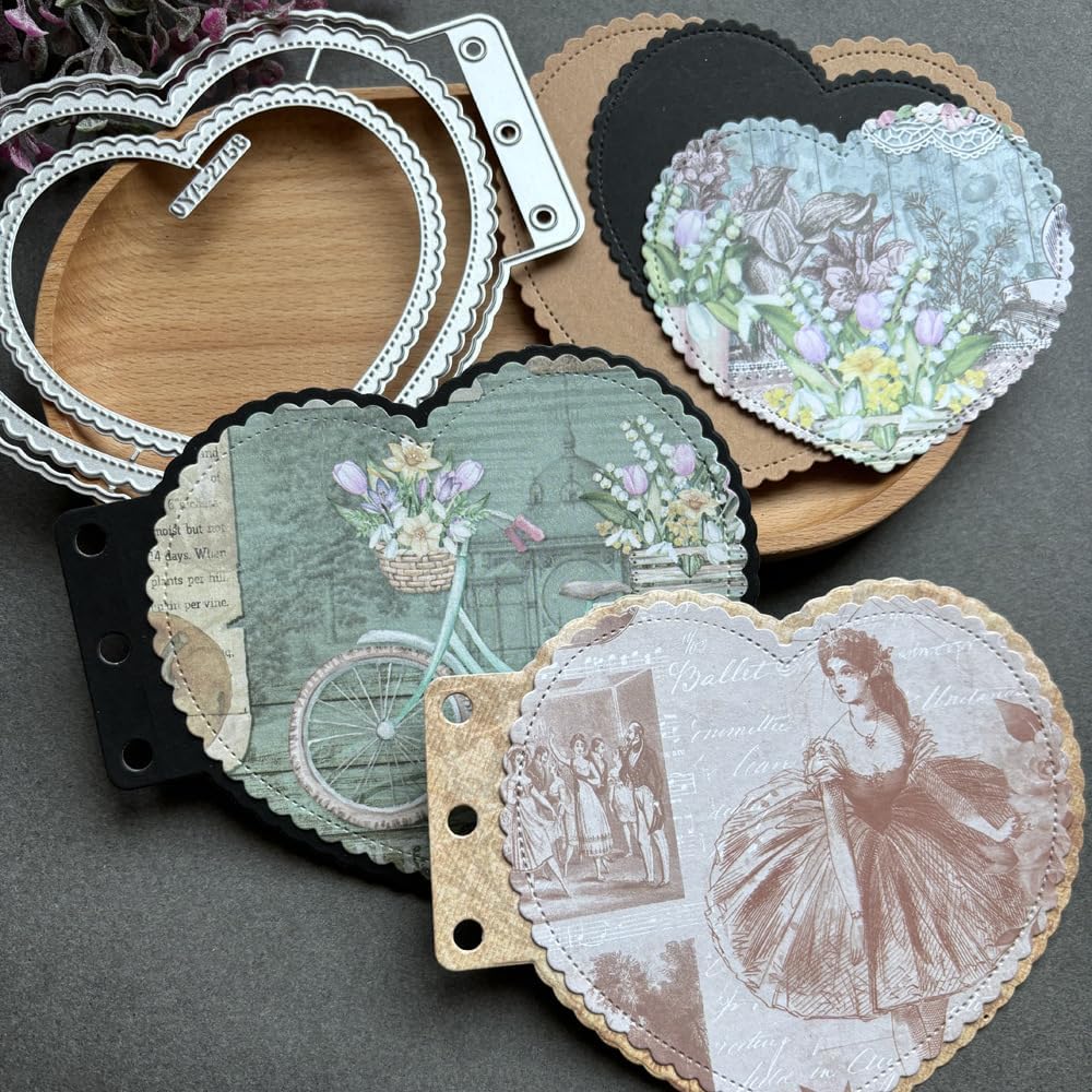 Heart Loose-Leaf Lace Die Cuts for Card Making, Background Frame Cutting Dies DIY Album Scrapbooking Decor Paper Craft Metal Die Cuts Party Wedding Decorations