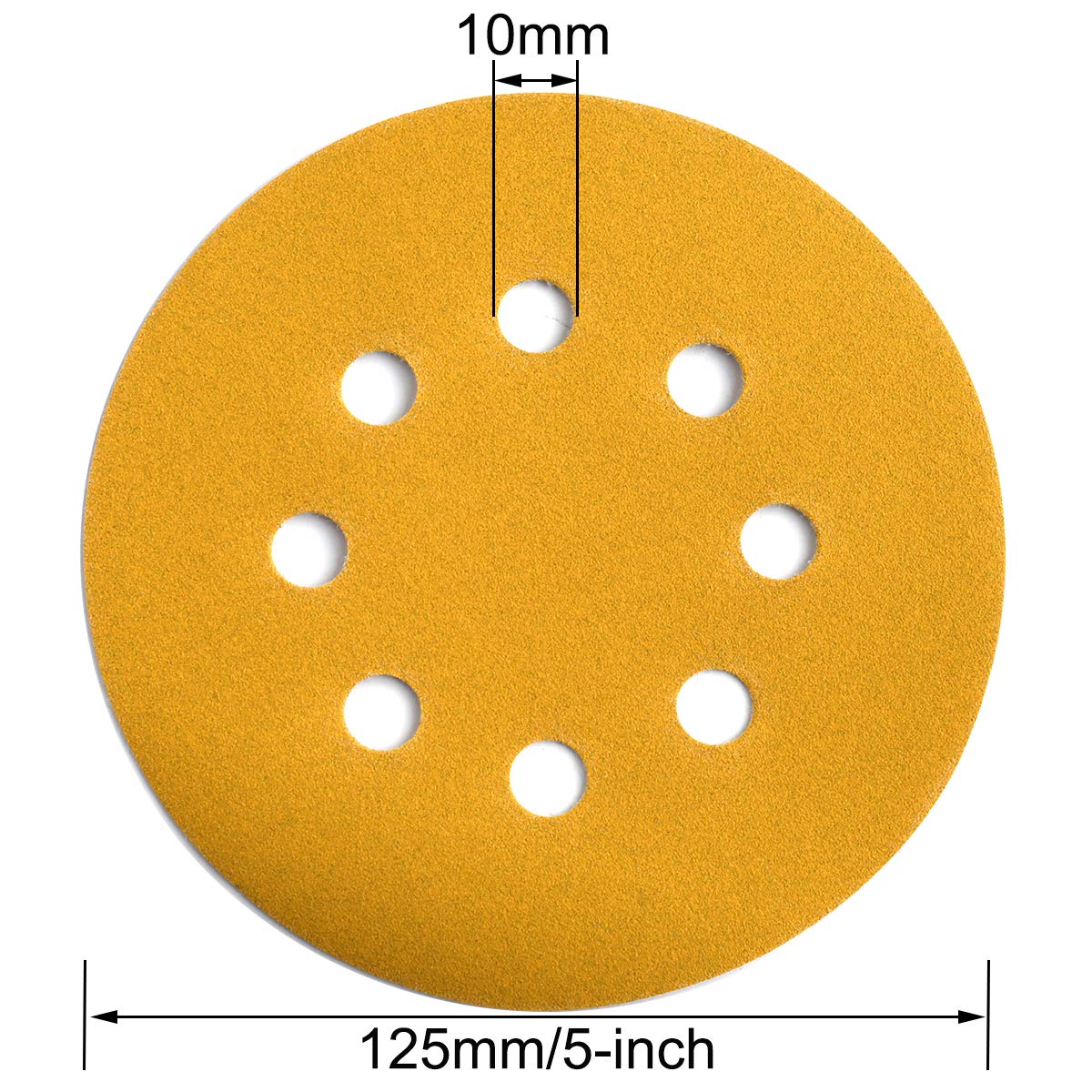 5-Inch 8-Hole Hook and Loop Sanding Discs 220-Grit Random Orbit Sandpaper, 100-Pack
