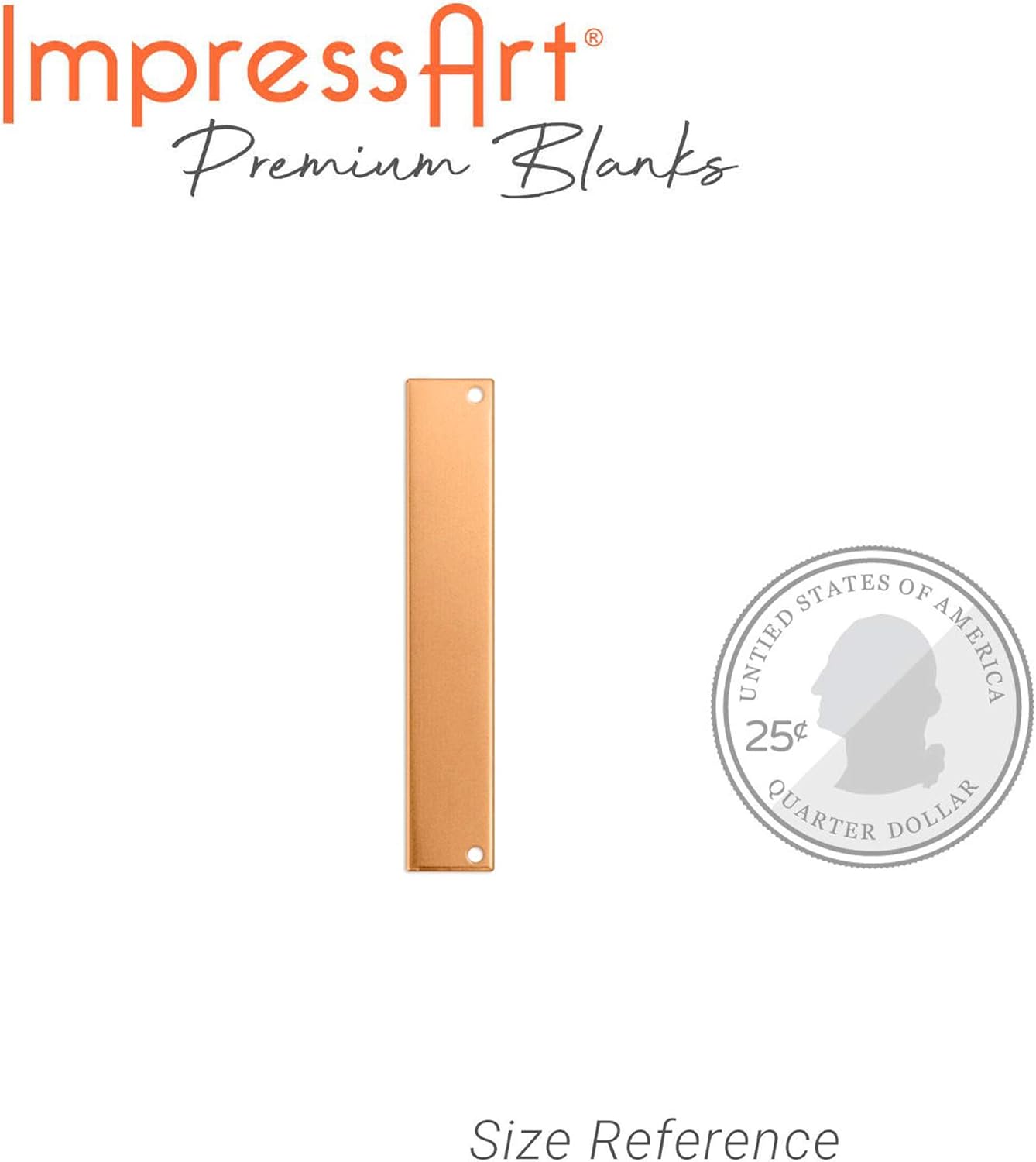 ImpressArt - Premium Metal Stamping Rectangle Blanks for Metal Stamping and Jewelry Making (24 Pack) (1/4" x 1 1/2" Rectangle w/Holes, Copper)
