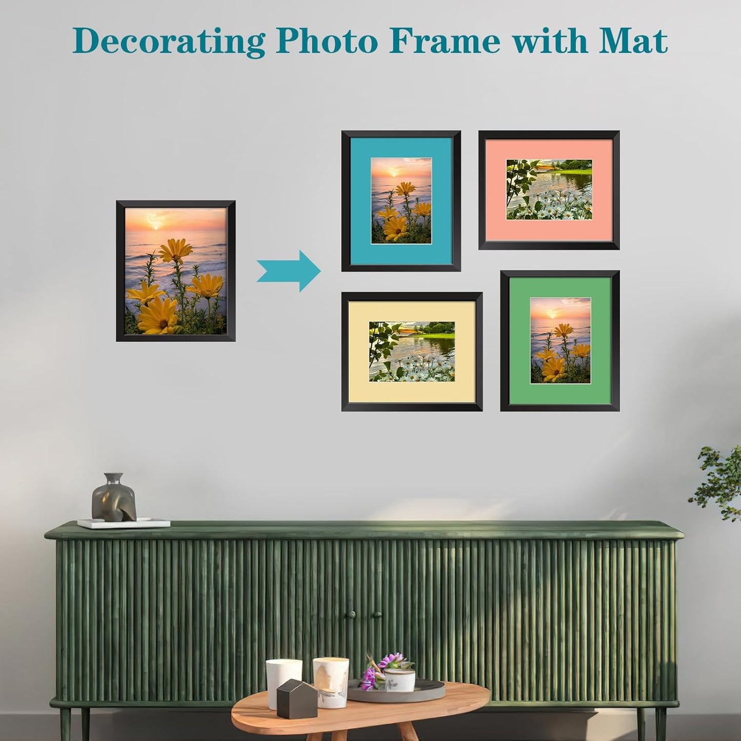 ZBEIVAN 12 Packs Mixed Colors 8x10 Picture Frame Mats for 5x7 Photos, Artworks and Prints, White Core Bevel Cut Frame Mattes