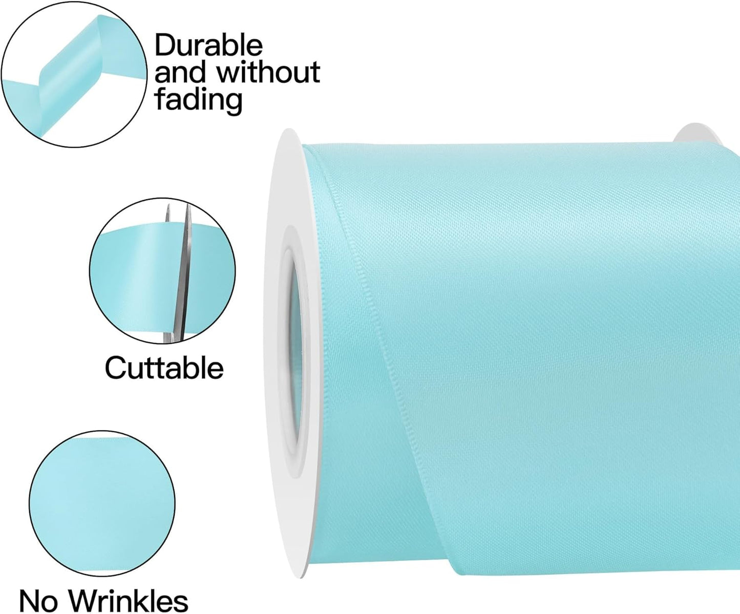 Lt Blue Satin Ribbon 3 Inch X 15 Yards Solid Color Double Faced Ribbons Perfect for Crafts Wedding Decor Bow Making Arts Sewing and More