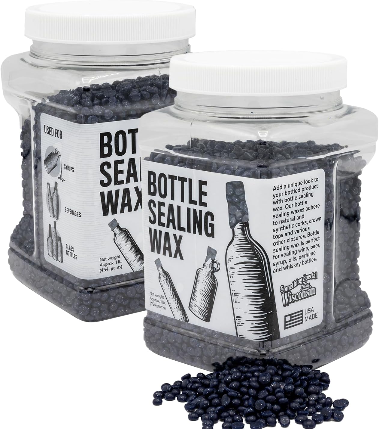 Blended Waxes, Inc. Bottle Sealing Wax, Pastille Wax Seal Beads For Wine, Beer, and Liquor Bottle Sealing, Seals Between 25-30 Bottles, 1 lb, Blue Metallic
