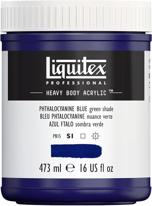 Liquitex Professional Heavy Body Acrylic Paint, 16-oz (473ml) Pot, Phthalocyanine Blue (Green Shade)