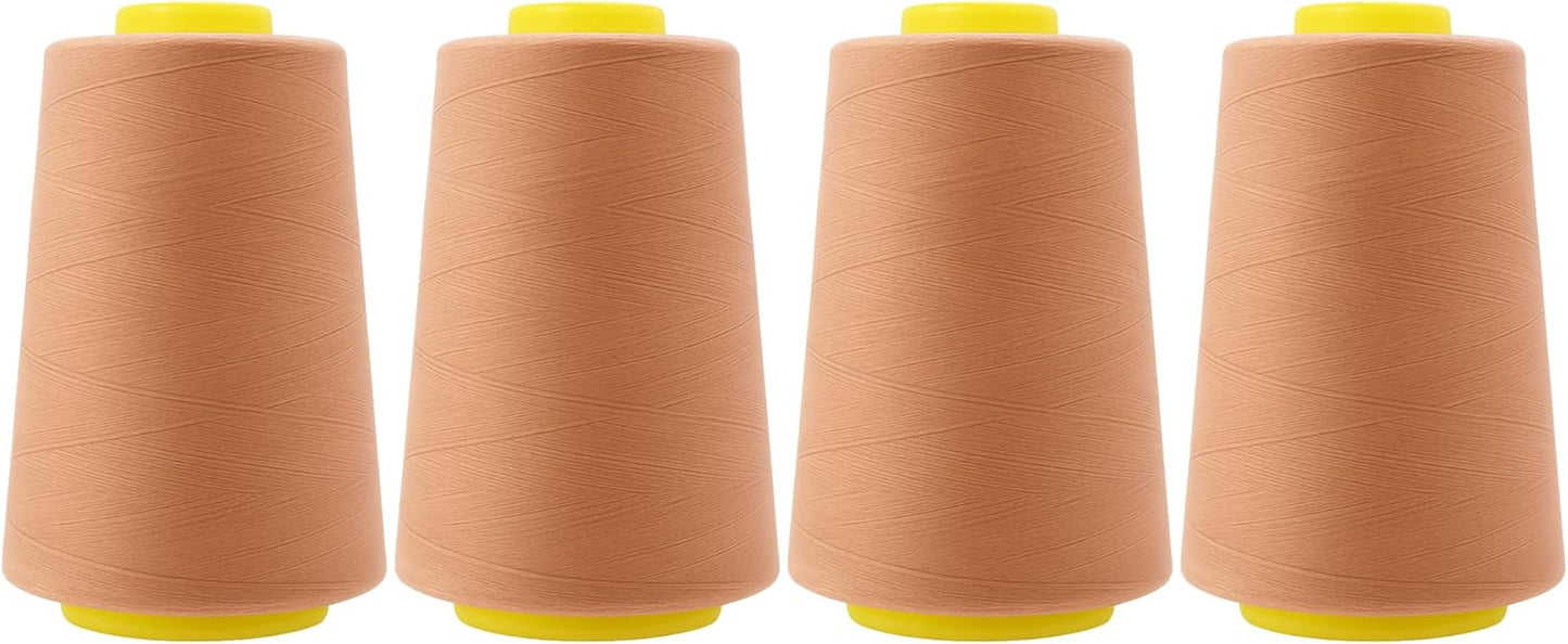 Mandala Crafts 4 Pack of Serger Threads Cones Spools - 40S/2 24000 Yards Polyester Copper Threads for Sergers Machine and Overlock Quilting Sewing Machine