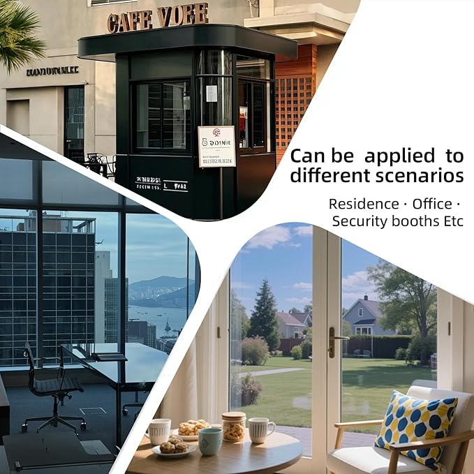 Window Privacy Film One Way Daytime Privacy Static Cling Sun Blocking Static Cling,Frosted Glass Decorative Removable, Reusable, Anti-UV,Heat Blocking, with Tools Black 45x157inch