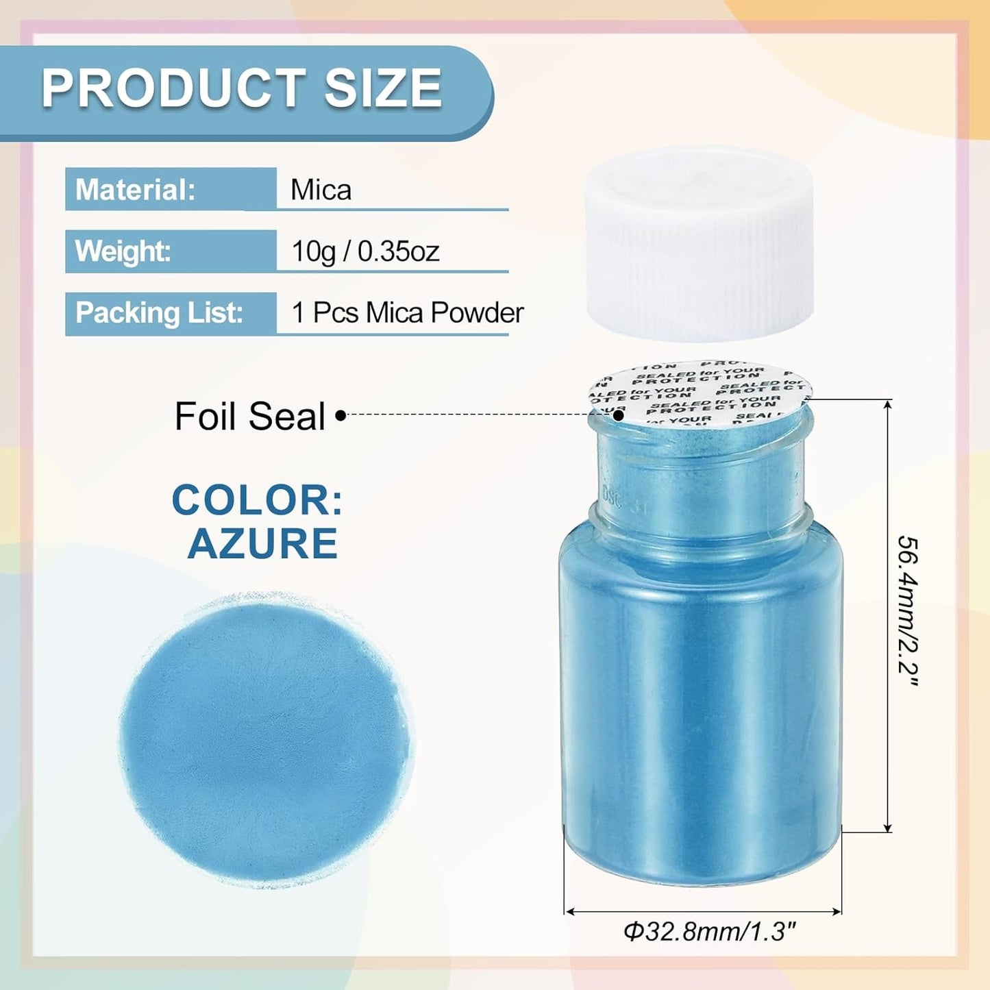 uxcell 10g/0.35oz Cosmetic Grade Mica Powder, 600 Mesh Mica Powder Natural Resin Epoxy Pigment Powders for Casting Resin, Candle Dye, DIY Nail Polish and Lip Gloss, Azure