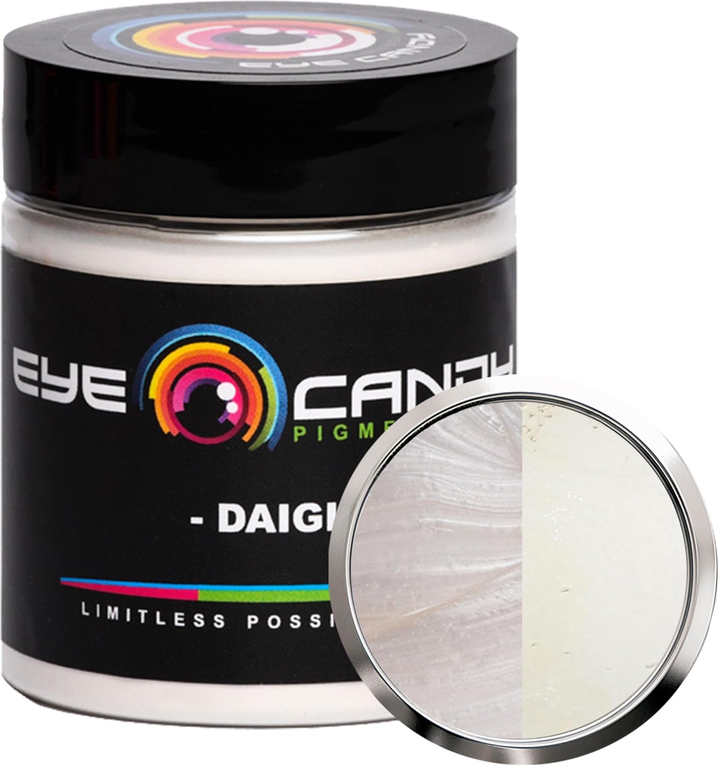 Eye Candy Pigments Premium White Mica Powder - Daigi (25gr) - for Epoxy, Resin, Soap, Paint, Woodworking, Acrylic Pouring, Bath Bombs, Fishing Lures - DIY Arts and Crafts Additive