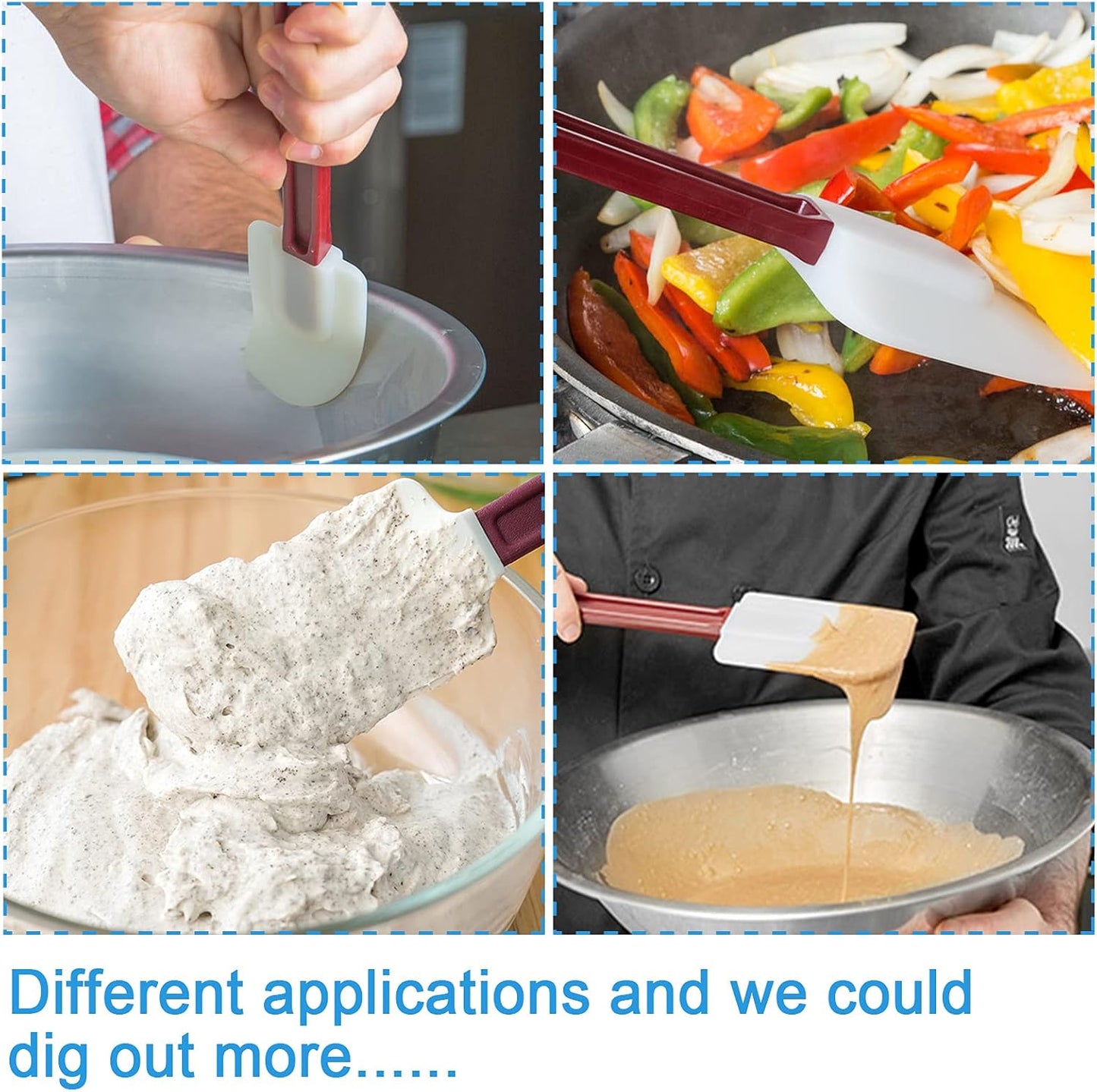 High Heat Silicone Scraper Spoon, Cooking Spatula Set of 2, 2 x 9.5''