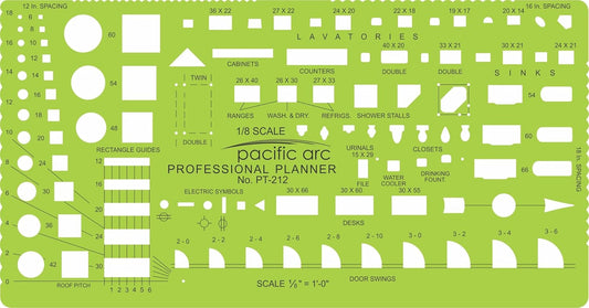 Pacific Arc Template: Pro Home Planner, 112 Openings, 1/8" Scale 5.125" x 9.75"