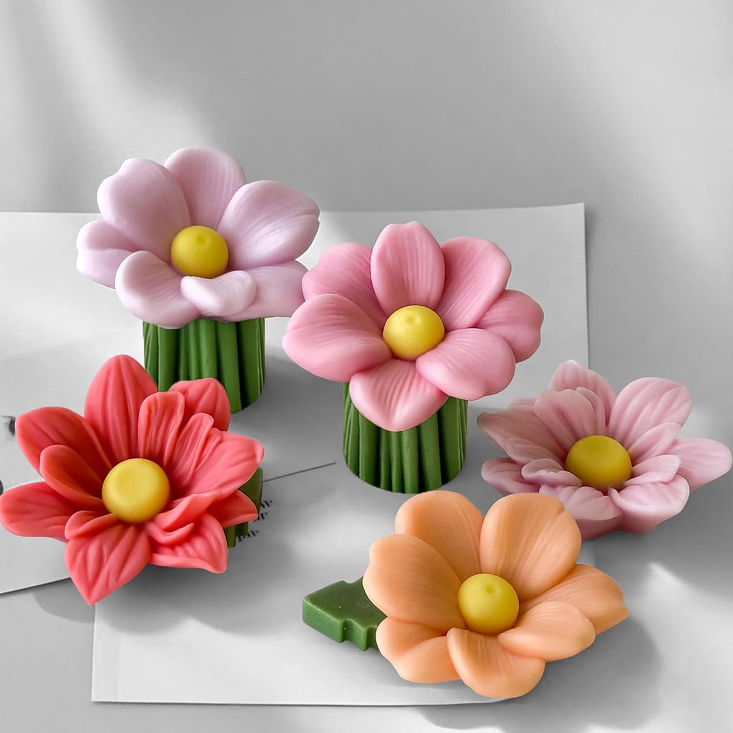 2 Pack Tulip Flower Succulent Peony Half Open Rose Bud Cylinder Candle & Resin Mold - Resin Casting Silicone Molds for Home Decor & Candle Making Wave Spiral Mold