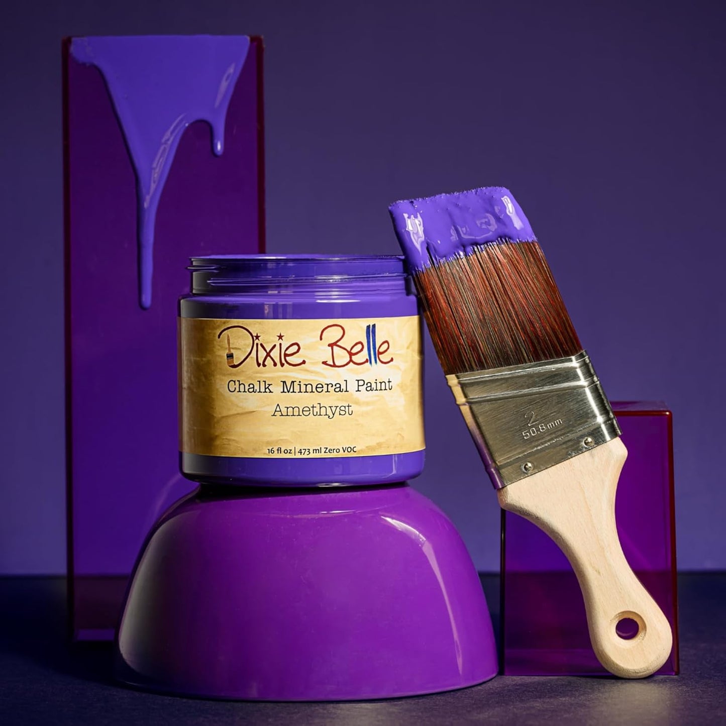 Dixie Belle Paint Company Chalk Finish Furniture Paint - Amethyst (16oz) - Matte Deep Purple Chic Chalk Mineral DIY Furniture Paint