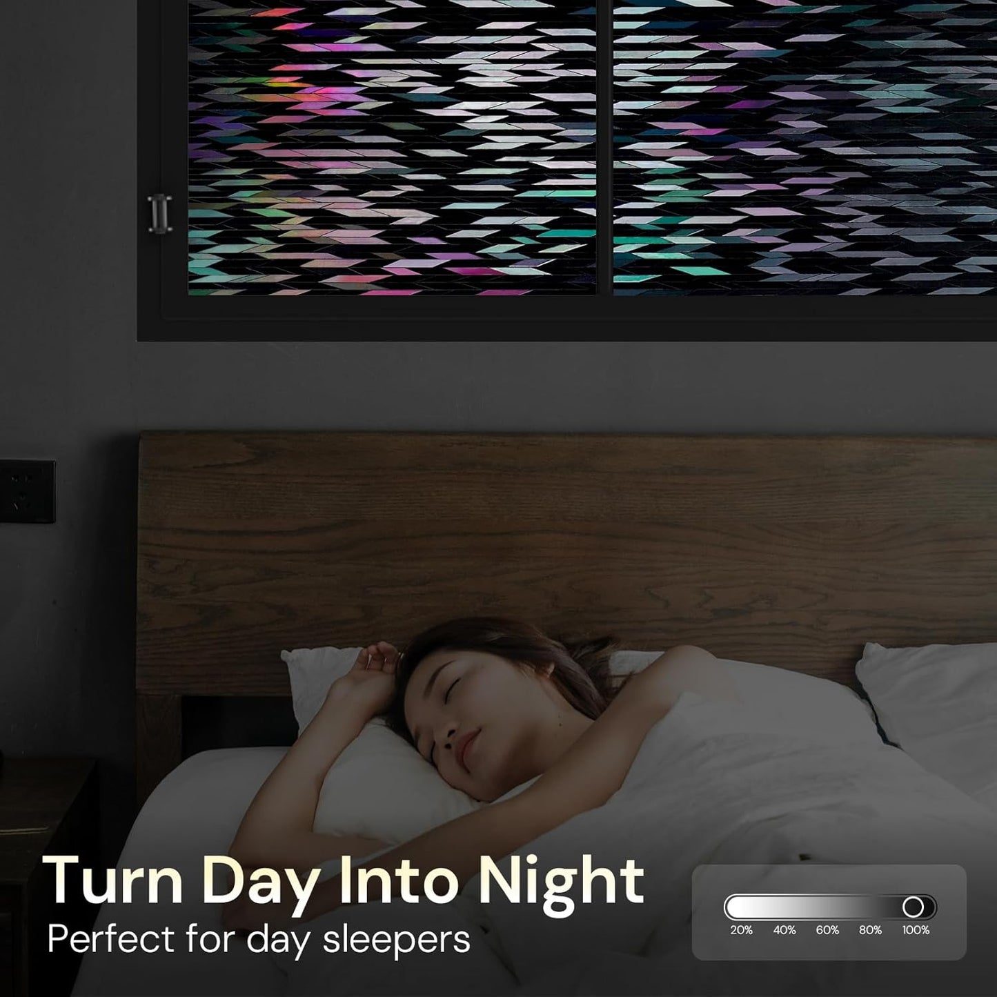 rabbitgoo Window Privacy Film, Total Blackout Window Film, Stained Glass Heat Control Glass Thermal Sticker, Room Darkening Door Cover, Anti-UV Privacy Cling with Installation Tools, 35.4" x 78.7"