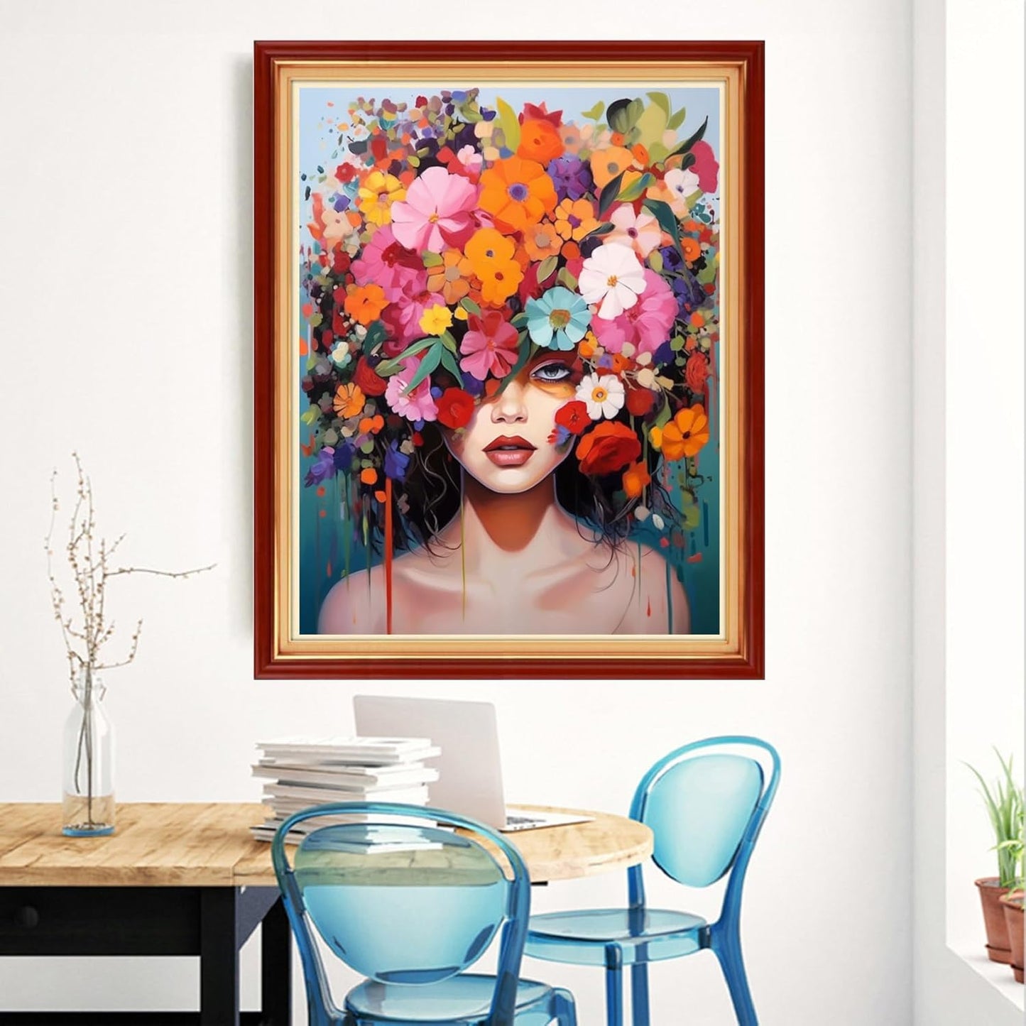 Magxvouy Cross Stitch Kits Stamped Full Range of Embroidery Kits,Cross Stitch Patterns Needlework Kits for Beginners 11CT Printed Kits&Flower Girl 16x20 inch