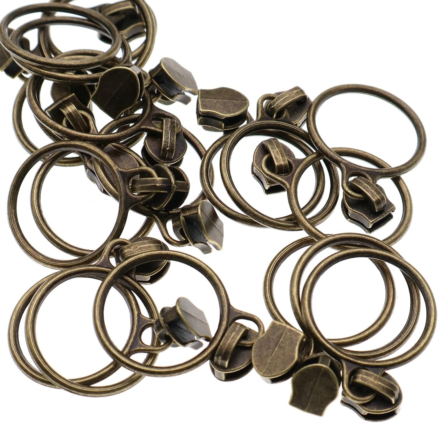 Leekayer #5 Antique Brass Metallic Nylon Coil Zippers by The Yard Bulk 10 Yards with Ring Pulls(Brown Tape with 25pcs Brass Sliders for DIY Sewing Tailor Craft Bag(Brown)