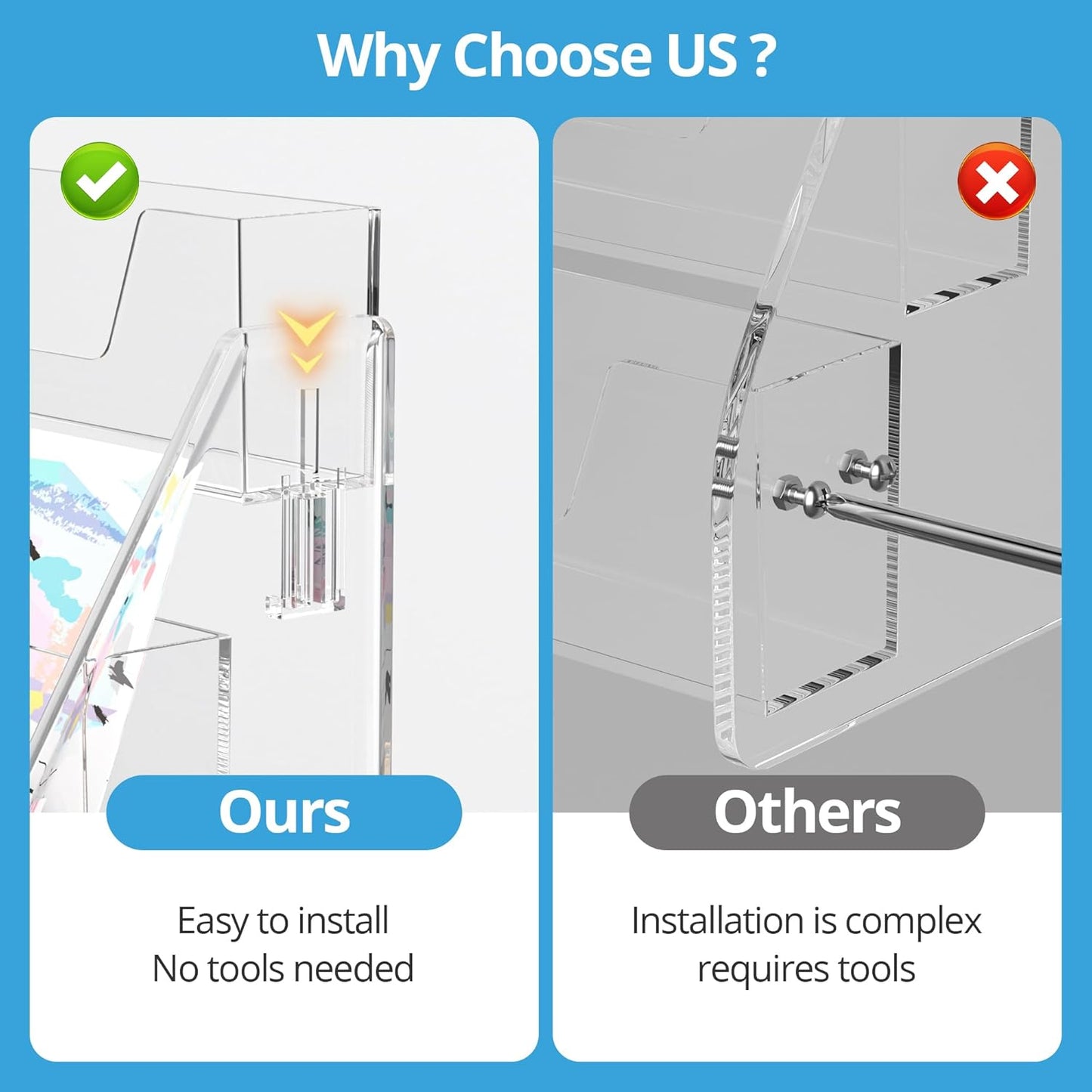 5 Tier Acrylic Card Display Stand, Clear Display for Greeting Cards, Sports Cards, Postcards, Stickers & Brochures