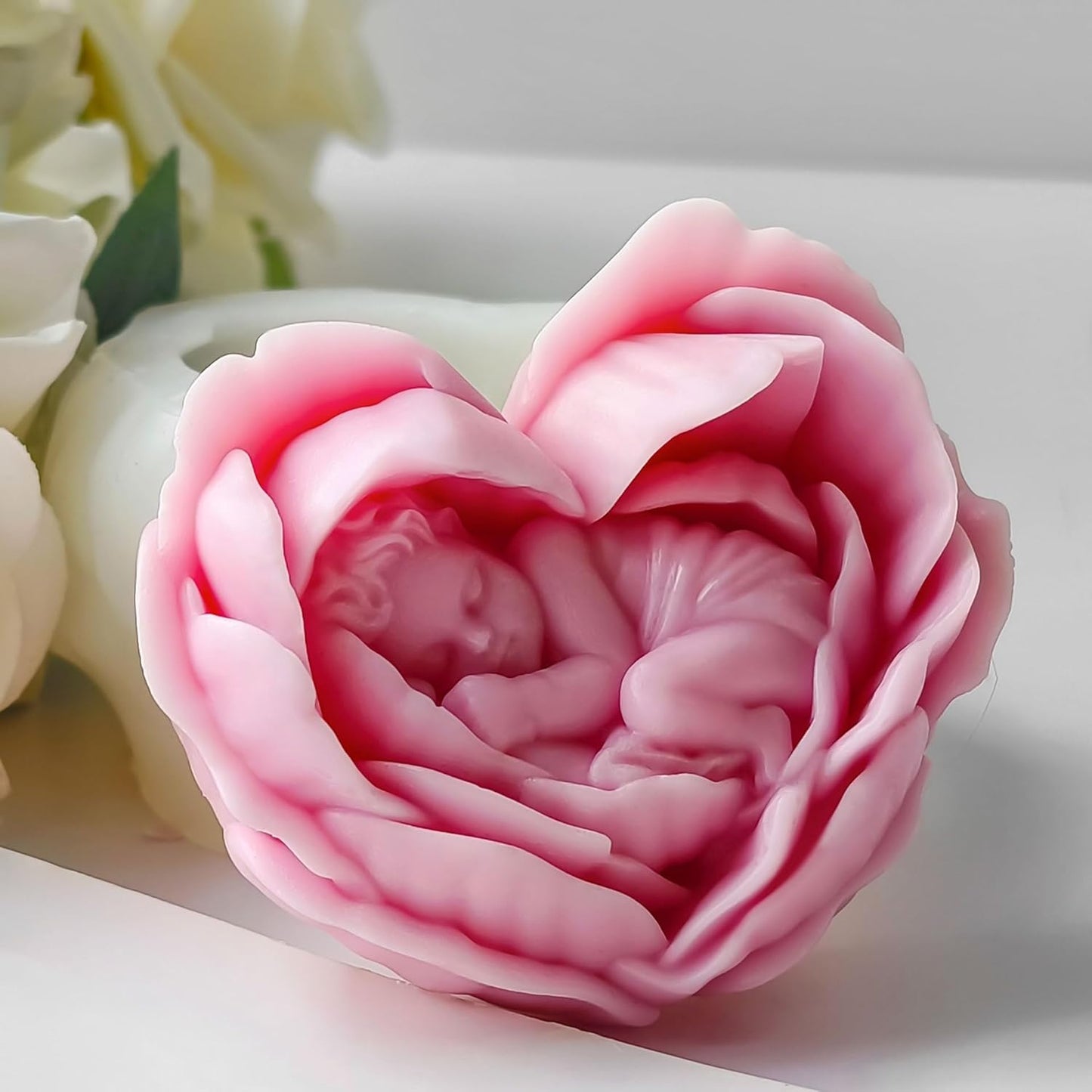 Heart Rose Flower Succulent Candle Mold - Baby Style - Resin Casting Silicone Molds for Home Decor & Candle Making Wave Spiral Mold