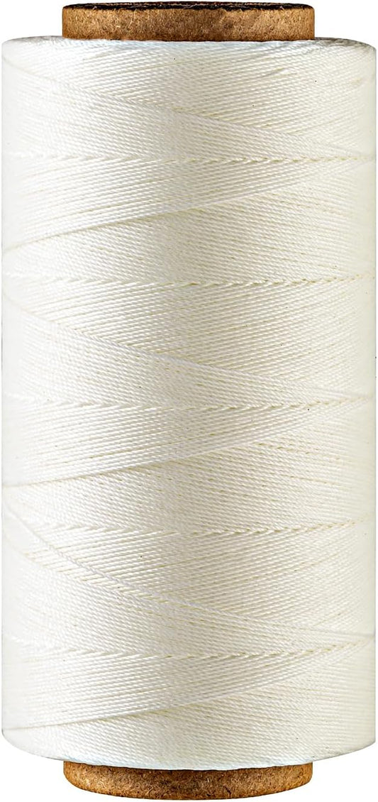 Thin Wax Polyester Thread, 0.45mm, 547 Yards, 3 Ply Round Waxed Cord Strings for Sewing, Beading, Binding, Micro Braiding, Fine Leather Craft and Micro Macrame Jewelry - White