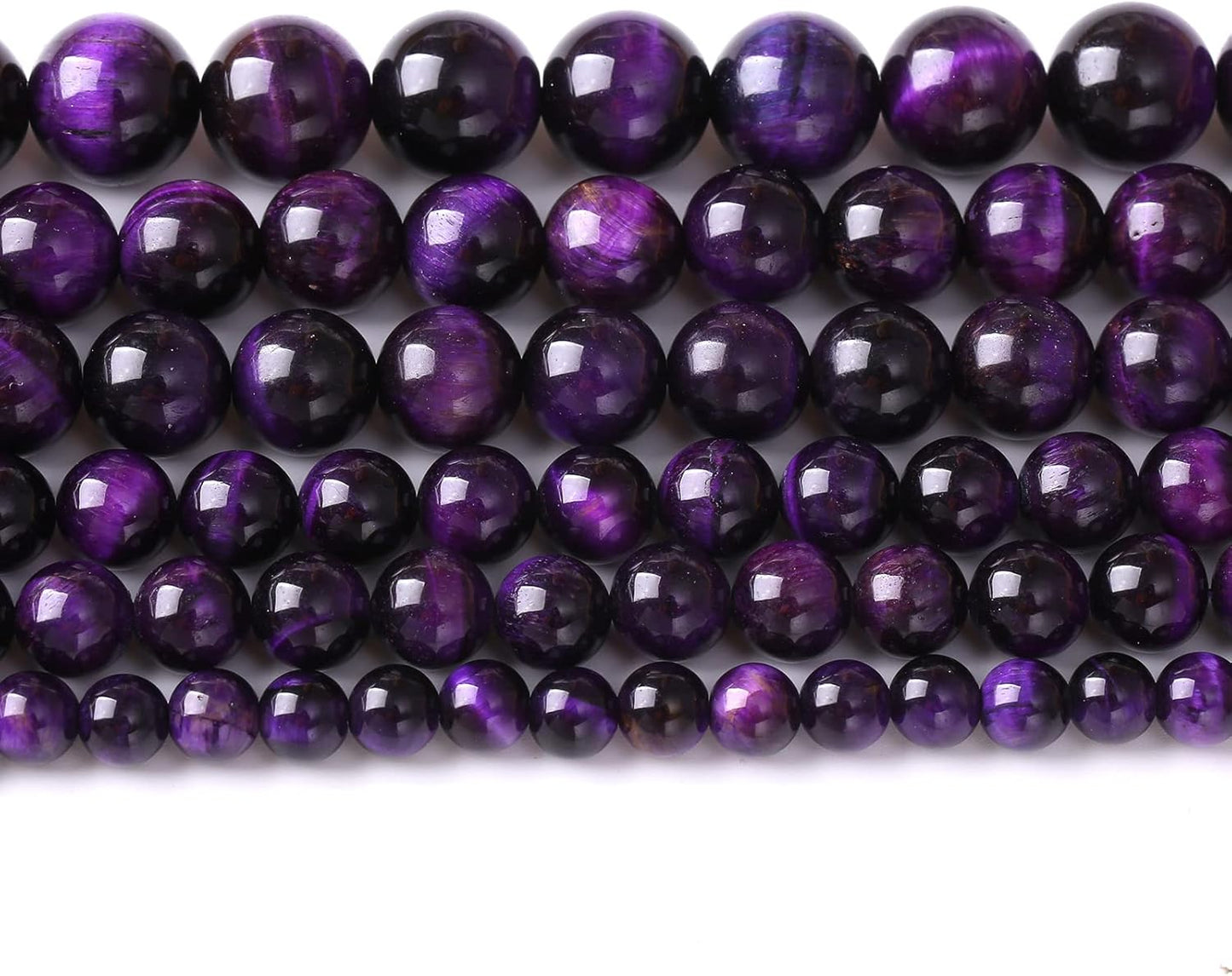 8mm 45pcs A+ Natural Purple Tiger Eye Stone Beads Round Spacer Loose Beads for Jewelry Making DIY Bracelet Necklace 15" Inch